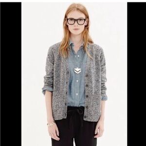 MADEWELL Texturework Button Front
Marled Knit Cardigan Sweater Black White
Gray